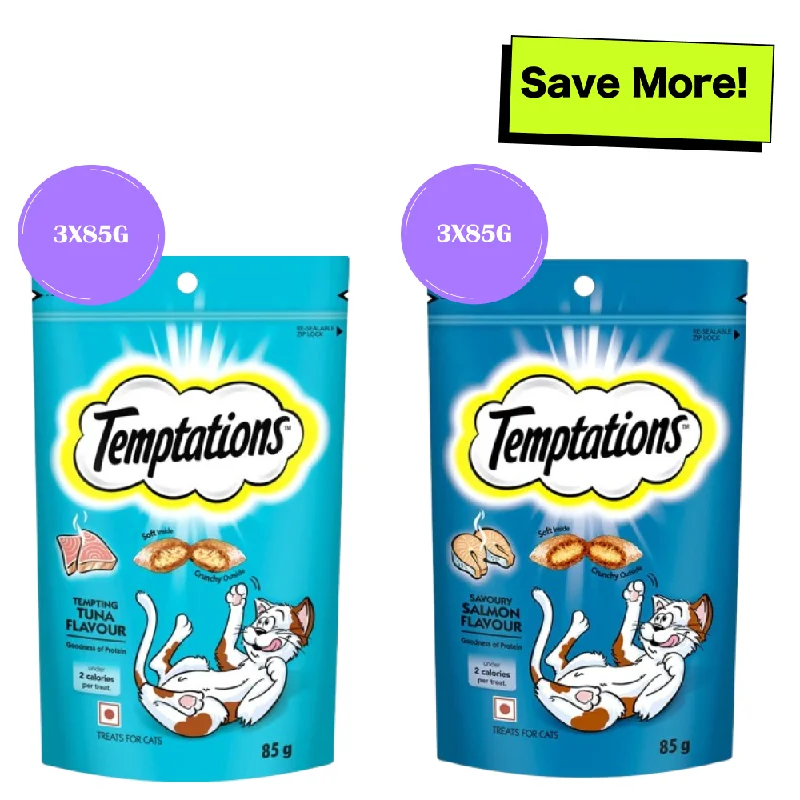 Temptations Tempting Tuna and Savoury Salmon Flavor Cat Treats Combo