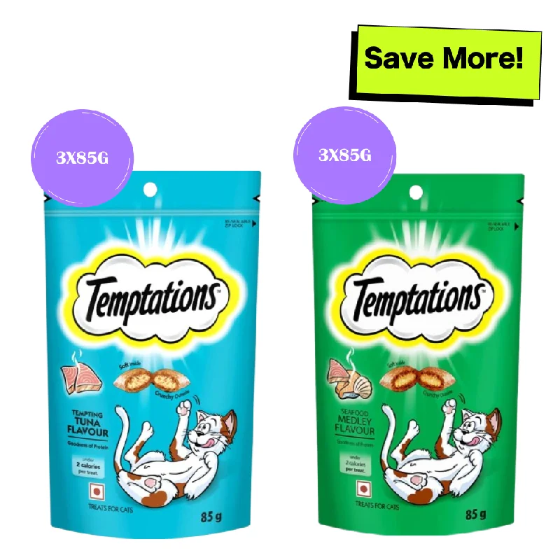 Temptations Tempting Tuna and Savoury Salmon Flavor Cat Treats Combo