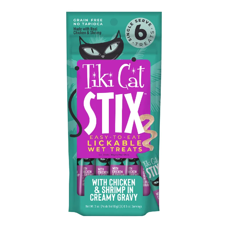 Tiki Cat Stix Wet Cat Treats, Chicken & Shrimp, Case of 12 (6 ct)