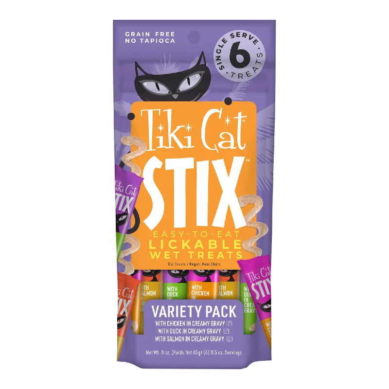 Tiki Cat Stix Wet Cat Treats, Variety Pack, Case of 12 (6 ct)