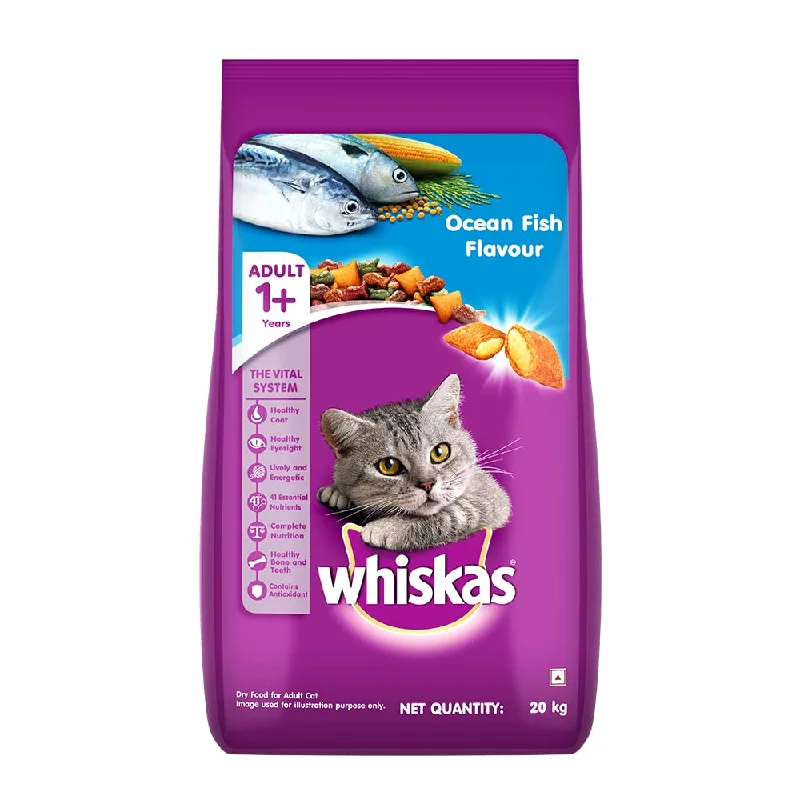 Whiskas, Dry Cat Food for Adult Cats (1+ Years), Ocean Fish Flavour, 20 kg